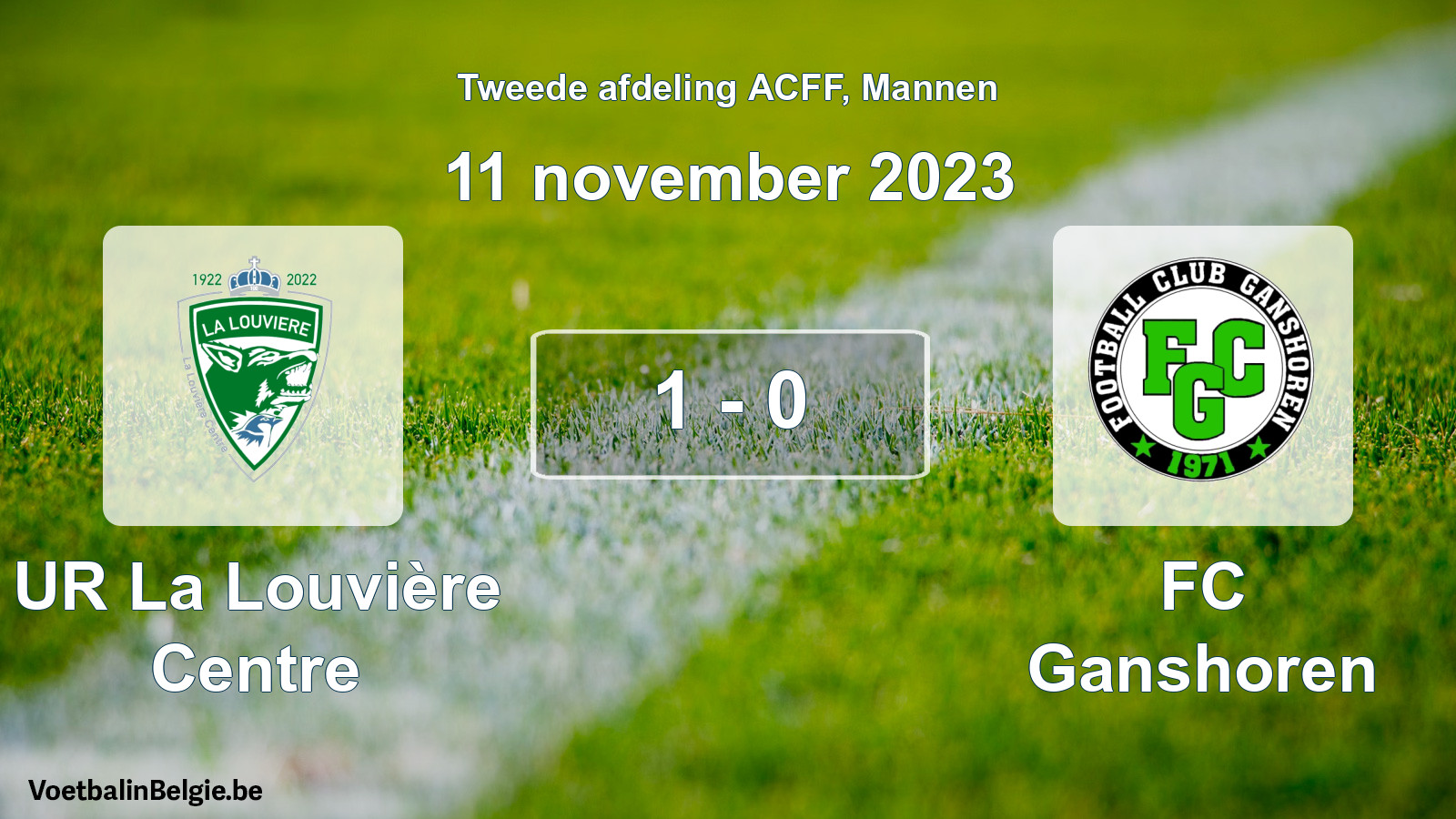 Gespeelde wedstrijd mannenvoetbal: UR La Louvière Centre - FC Ganshoren 1 - 0 (11 november 2023)