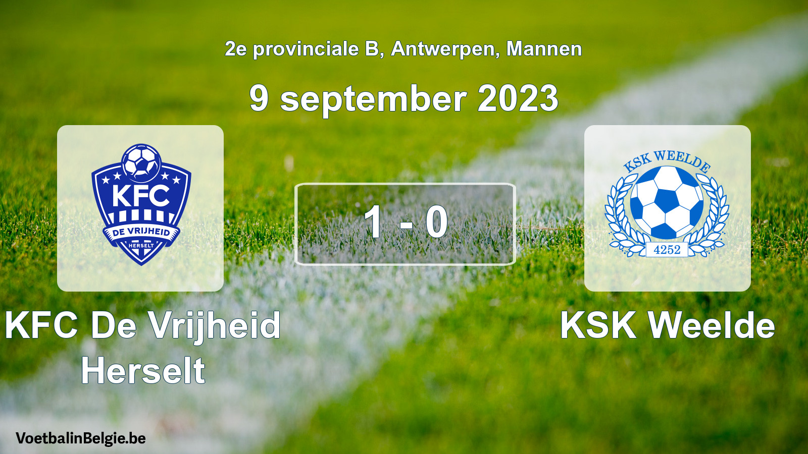 Gespeelde wedstrijd mannenvoetbal: KFC De Vrijheid Herselt - KSK Weelde 1 - 0 (9 september 2023)