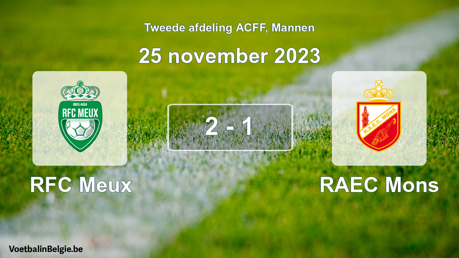 Gespeelde wedstrijd mannenvoetbal: RFC Meux - RAEC Mons 2 - 1 (25 november 2023)