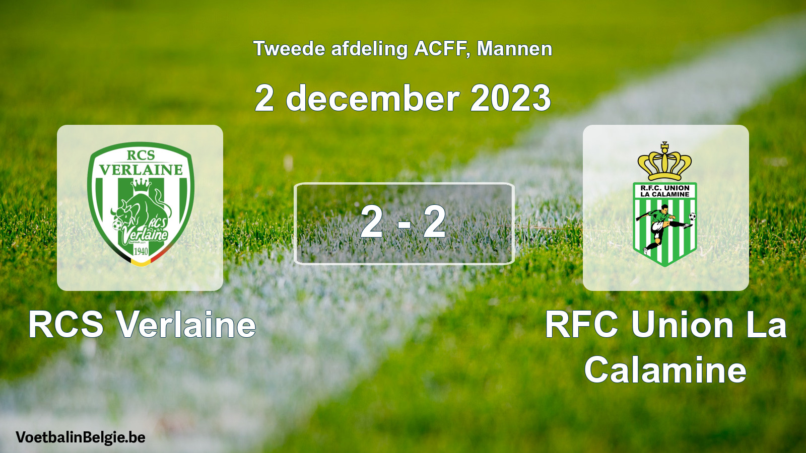 Gespeelde wedstrijd mannenvoetbal: RCS Verlaine - RFC Union La Calamine 2 - 2 (2 december 2023)