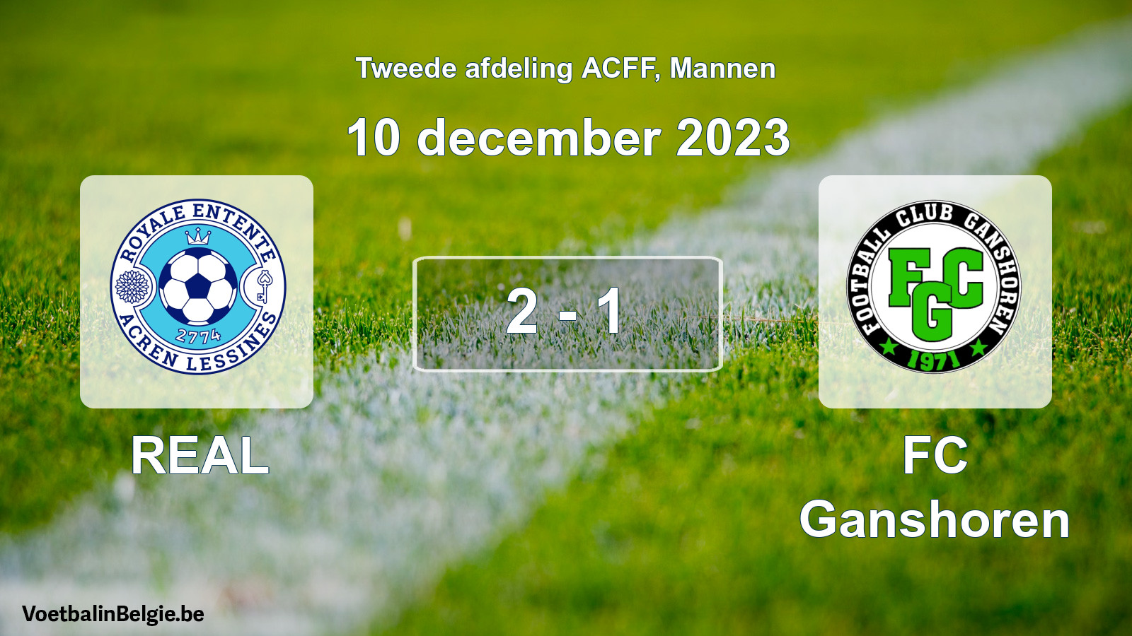 Gespeelde wedstrijd mannenvoetbal: REAL - FC Ganshoren 2 - 1 (10 december 2023)