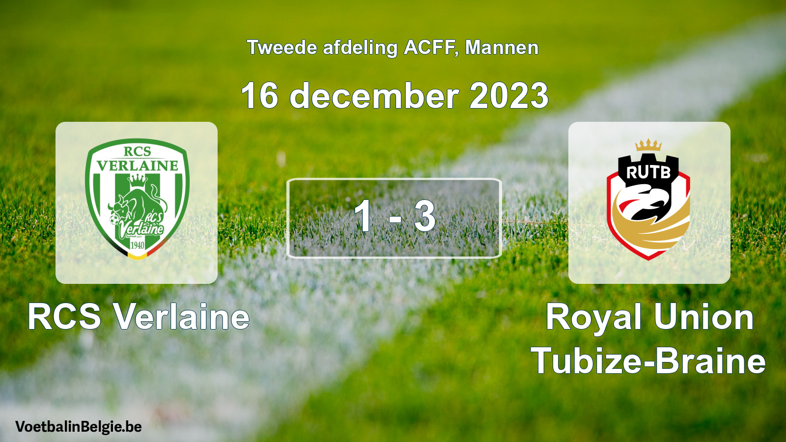 Gespeelde wedstrijd mannenvoetbal: RCS Verlaine - Royal Union Tubize-Braine 1 - 3 (16 december 2023)