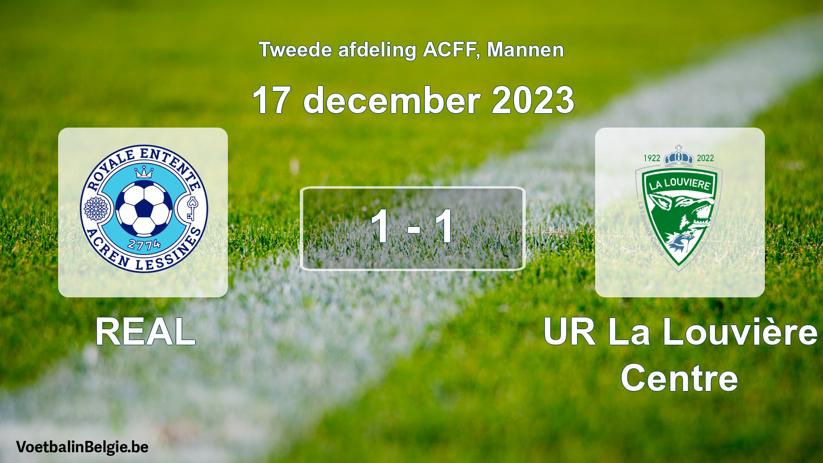 Gespeelde wedstrijd mannenvoetbal: REAL - UR La Louvière Centre 1 - 1 (17 december 2023)