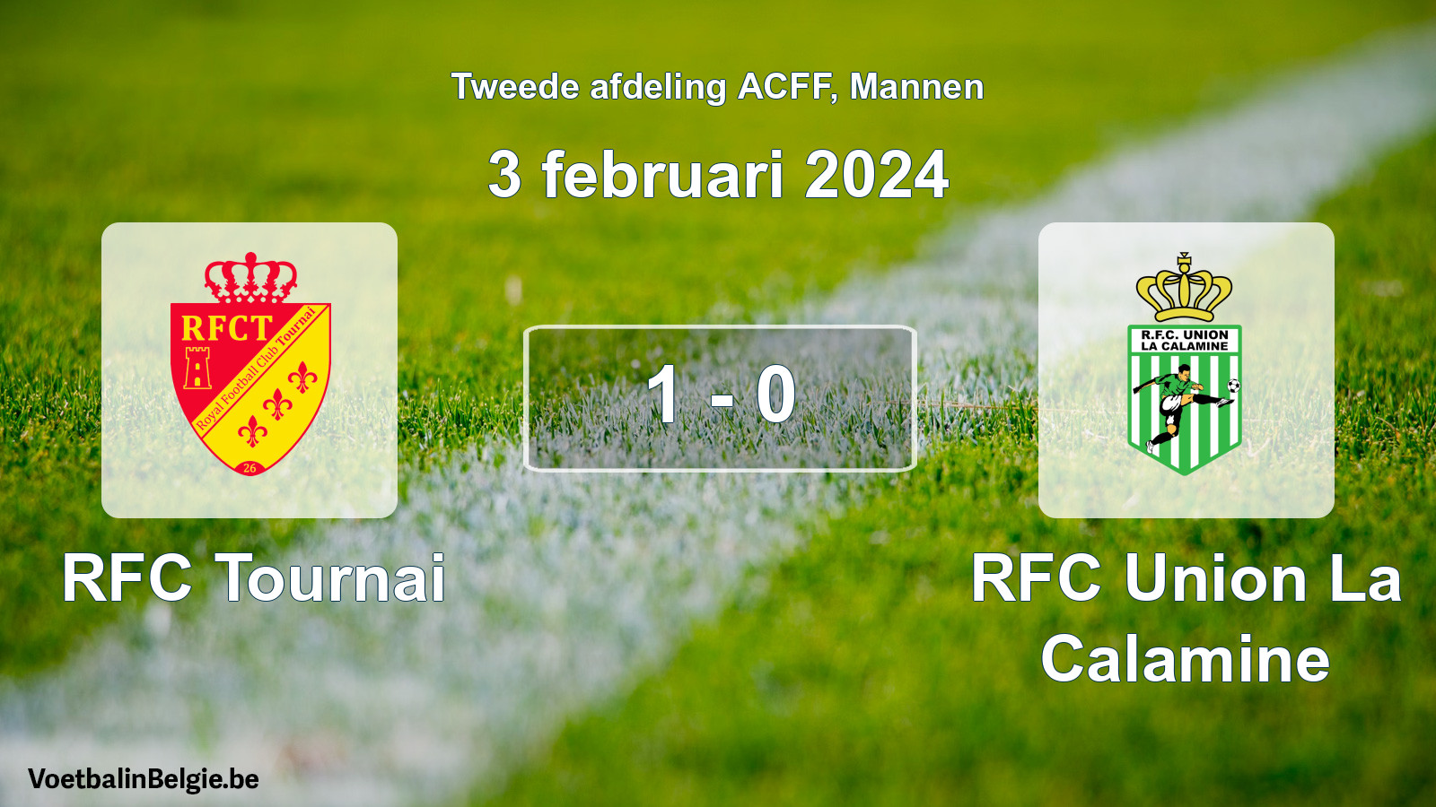 Gespeelde wedstrijd mannenvoetbal: RFC Tournai - RFC Union La Calamine 1 - 0 (3 februari 2024)