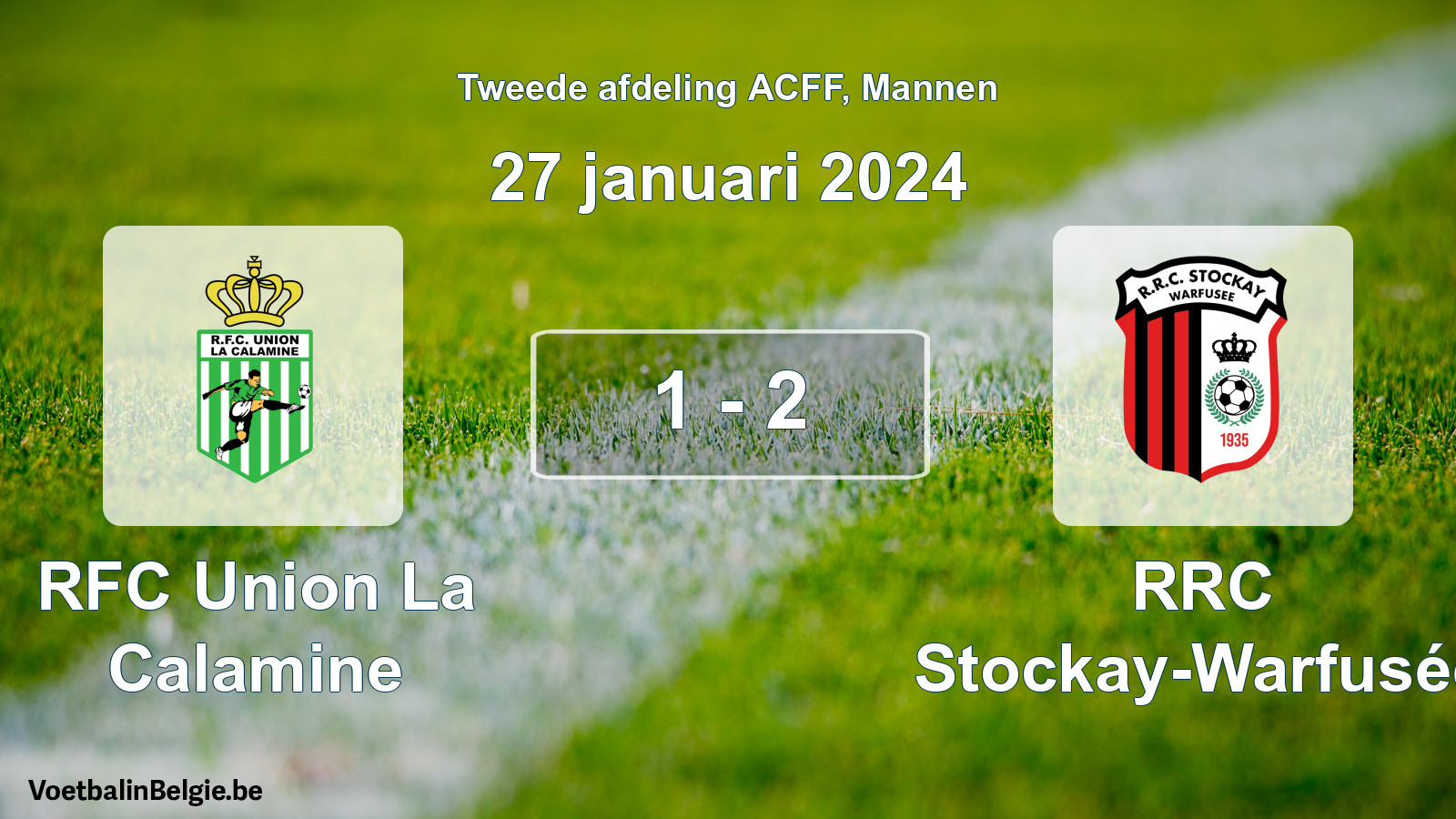 Gespeelde wedstrijd mannenvoetbal: RFC Union La Calamine - RRC Stockay-Warfusée 1 - 2 (27 januari 2024)