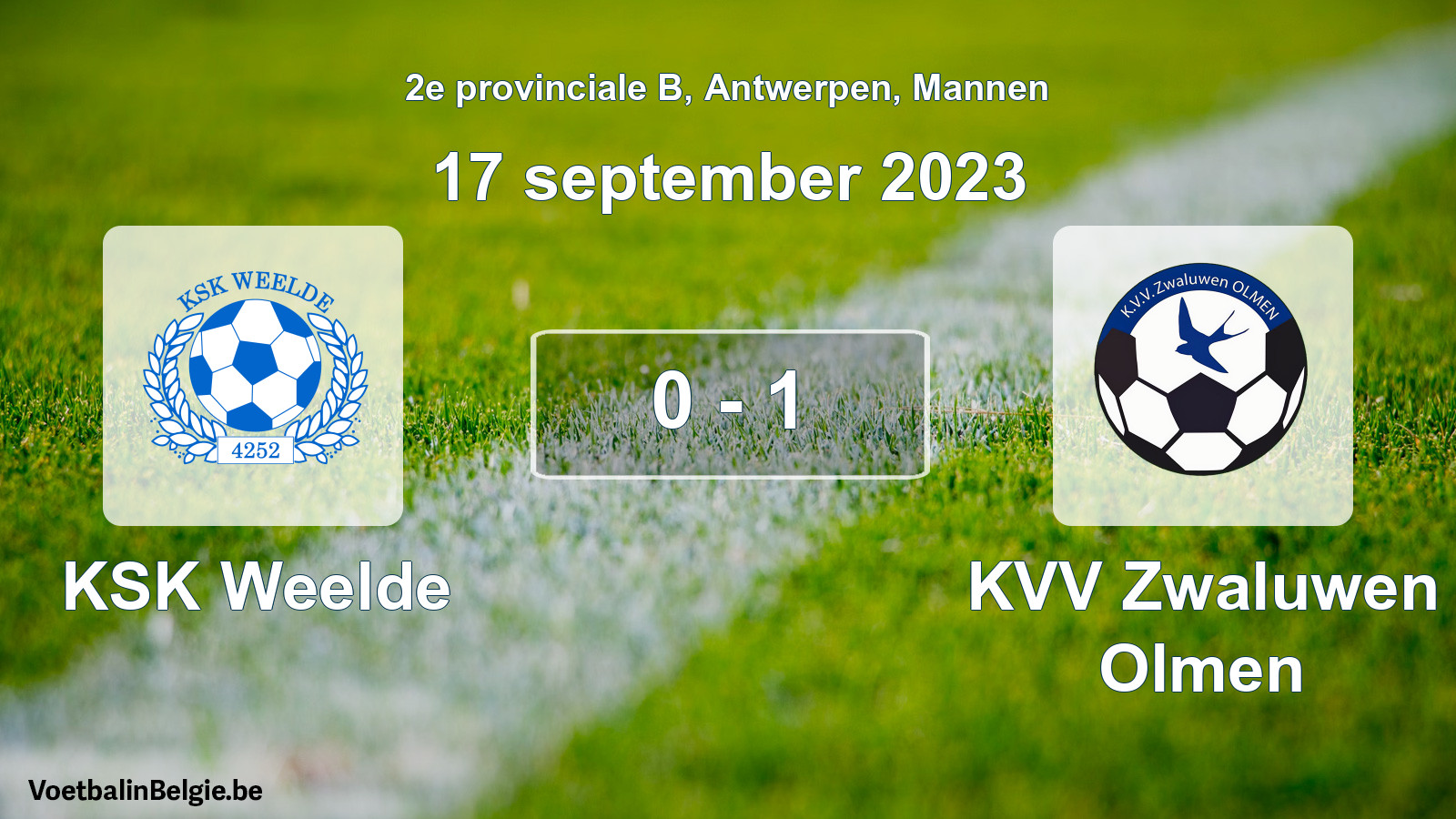 Gespeelde wedstrijd mannenvoetbal: KSK Weelde - KVV Zwaluwen Olmen 0 - 1 (17 september 2023)