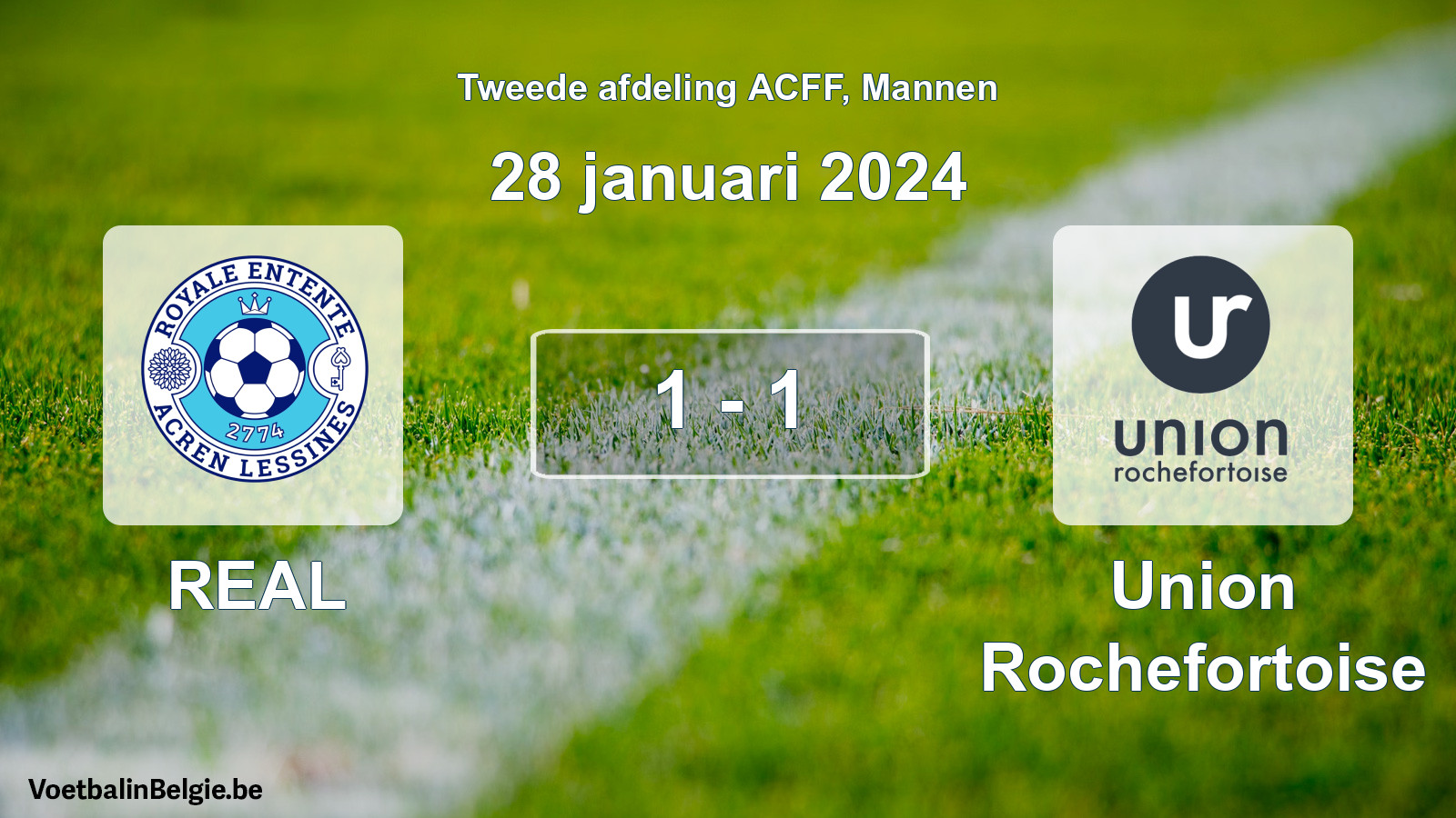 Gespeelde wedstrijd mannenvoetbal: REAL - Union Rochefortoise 1 - 1 (28 januari 2024)