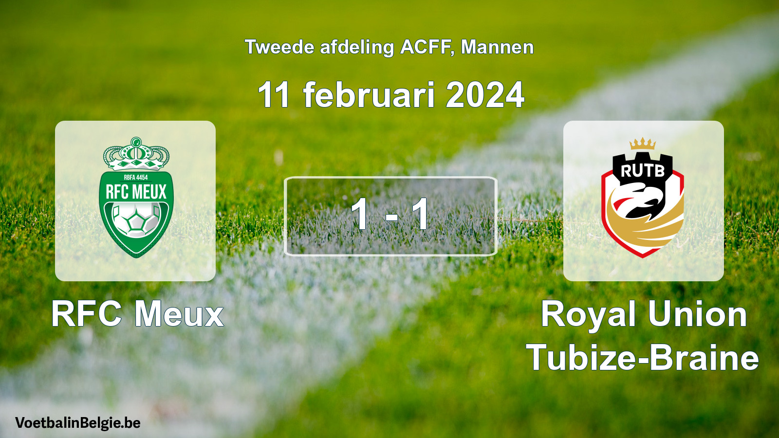Gespeelde wedstrijd mannenvoetbal: RFC Meux - Royal Union Tubize-Braine 1 - 1 (11 februari 2024)