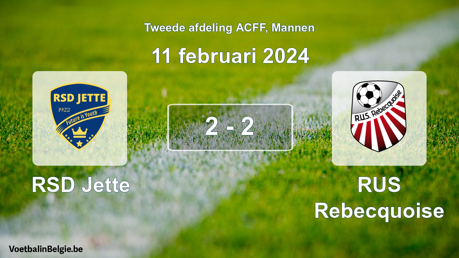 Gespeelde wedstrijd mannenvoetbal: RSD Jette - RUS Rebecquoise 2 - 2 (11 februari 2024)