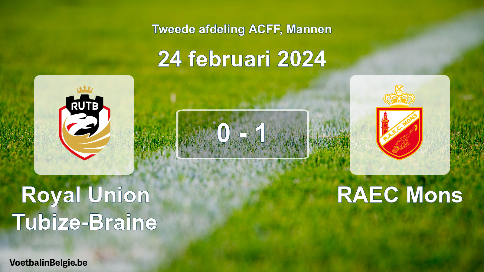 Gespeelde wedstrijd mannenvoetbal: Royal Union Tubize-Braine - RAEC Mons 0 - 1 (24 februari 2024)