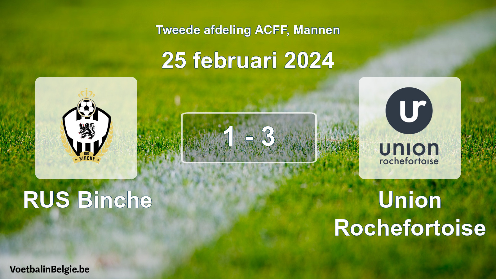 Played match men football: RUS Binche - Union Rochefortoise 1 - 3 (25 February 2024)