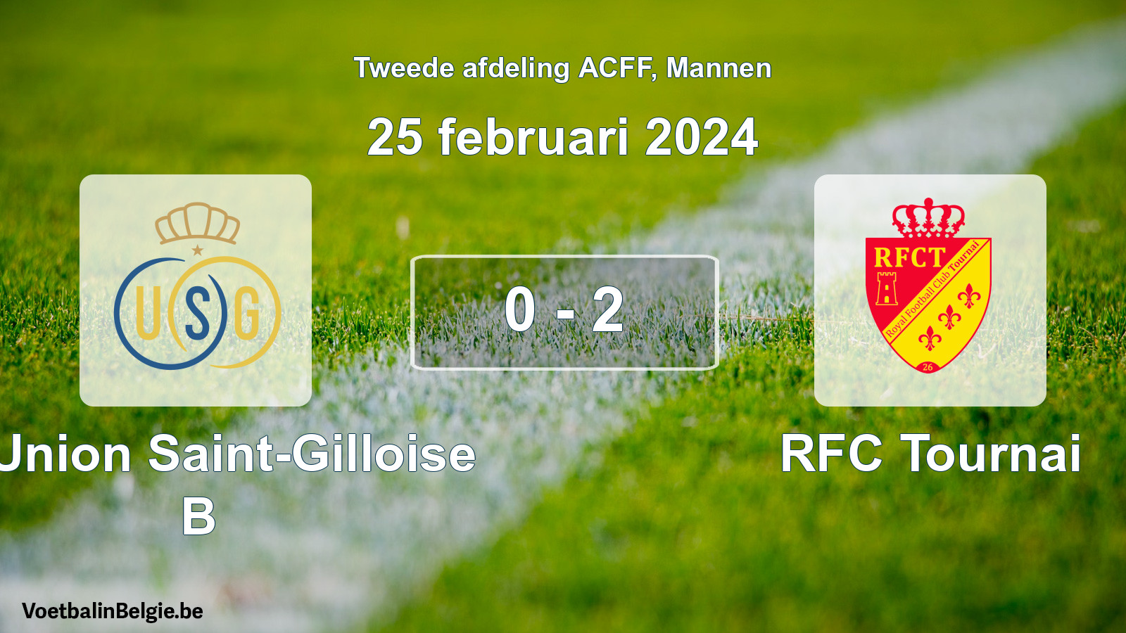 Gespeelde wedstrijd mannenvoetbal: R. Union Saint-Gilloise B - RFC Tournai 0 - 2 (25 februari 2024)