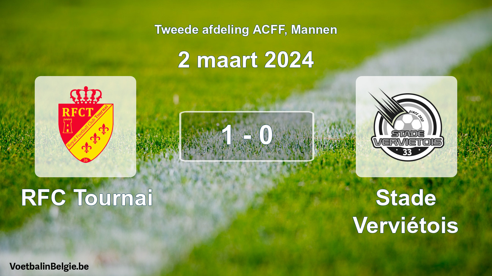 Gespeelde wedstrijd mannenvoetbal: RFC Tournai - Stade Verviétois 1 - 0 (2 maart 2024)