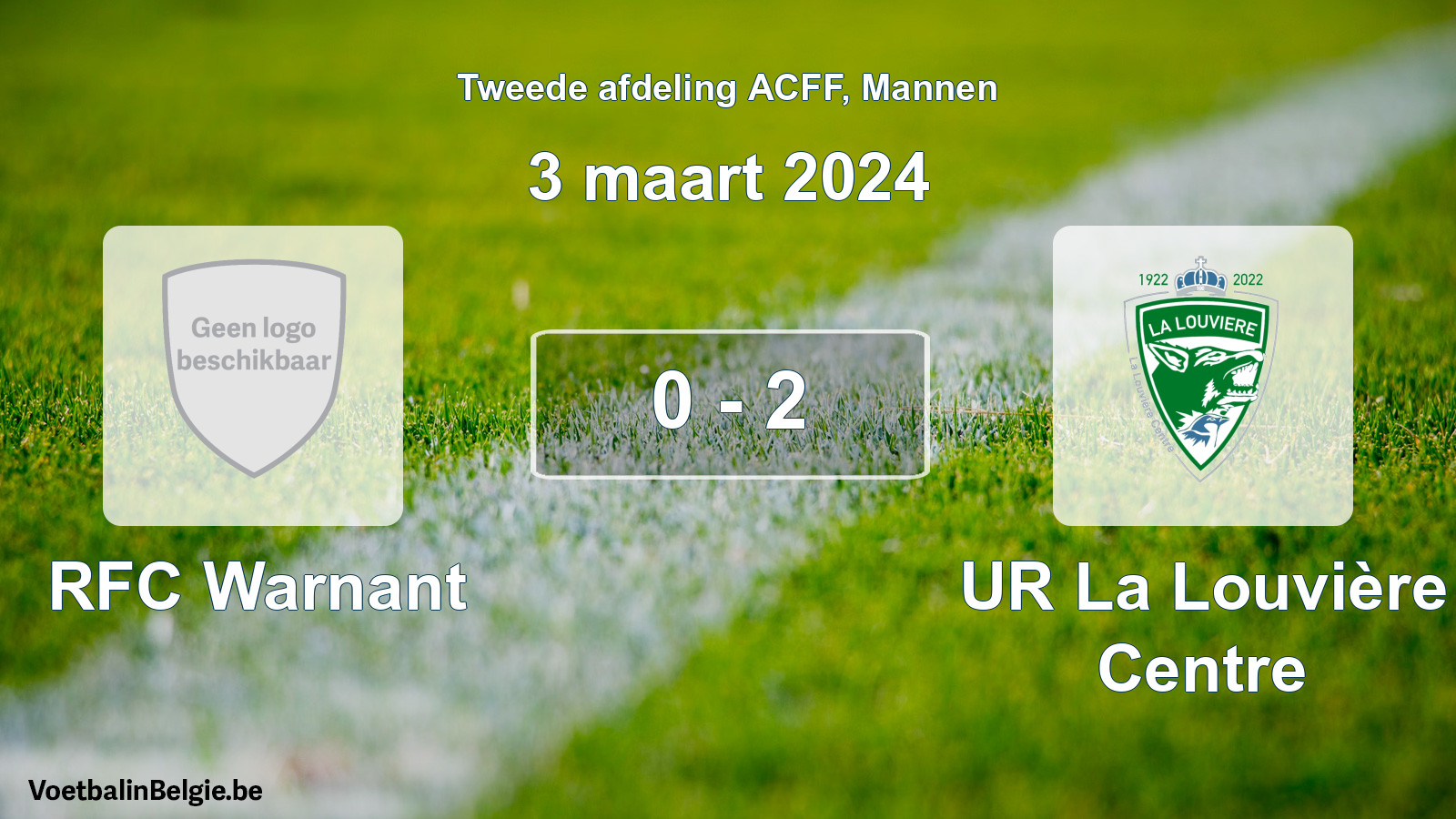Gespeelde wedstrijd mannenvoetbal: RFC Warnant - UR La Louvière Centre 0 - 2 (3 maart 2024)