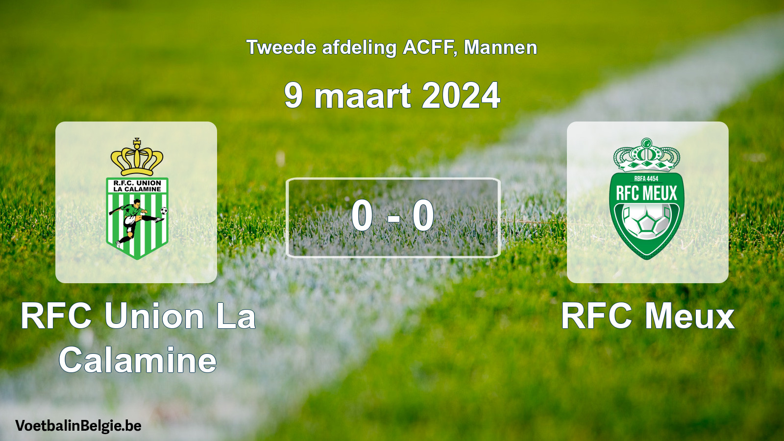 Gespeelde wedstrijd mannenvoetbal: RFC Union La Calamine - RFC Meux 0 - 0 (9 maart 2024)