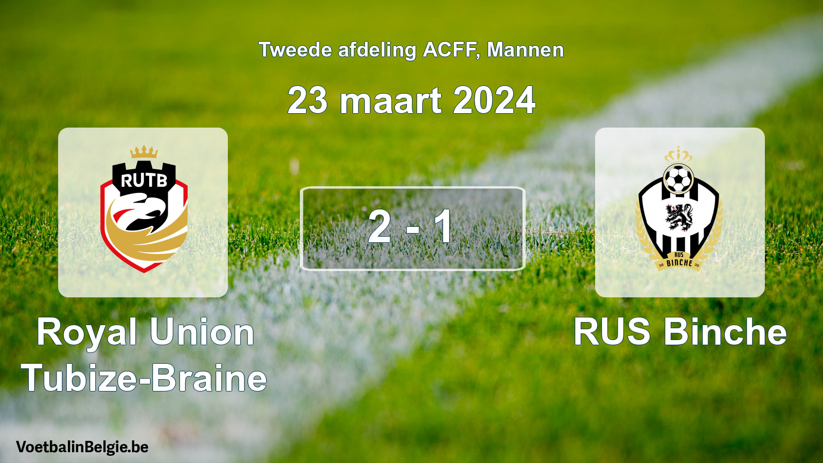Gespeelde wedstrijd mannenvoetbal: Royal Union Tubize-Braine - RUS Binche 2 - 1 (23 maart 2024)
