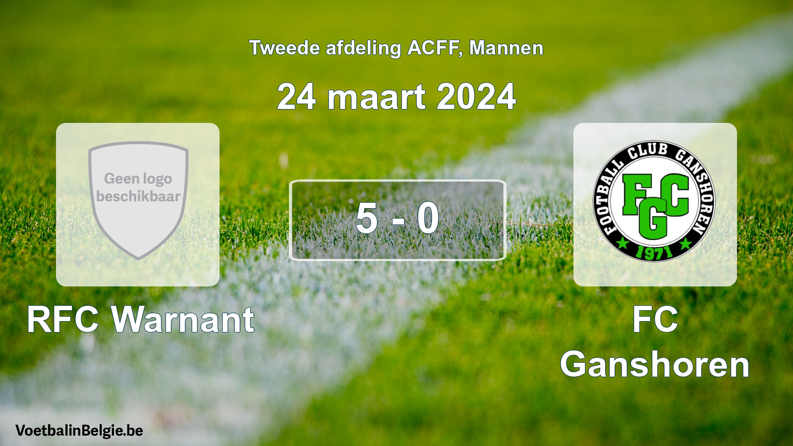 Gespeelde wedstrijd mannenvoetbal: RFC Warnant - FC Ganshoren 5 - 0 (24 maart 2024)