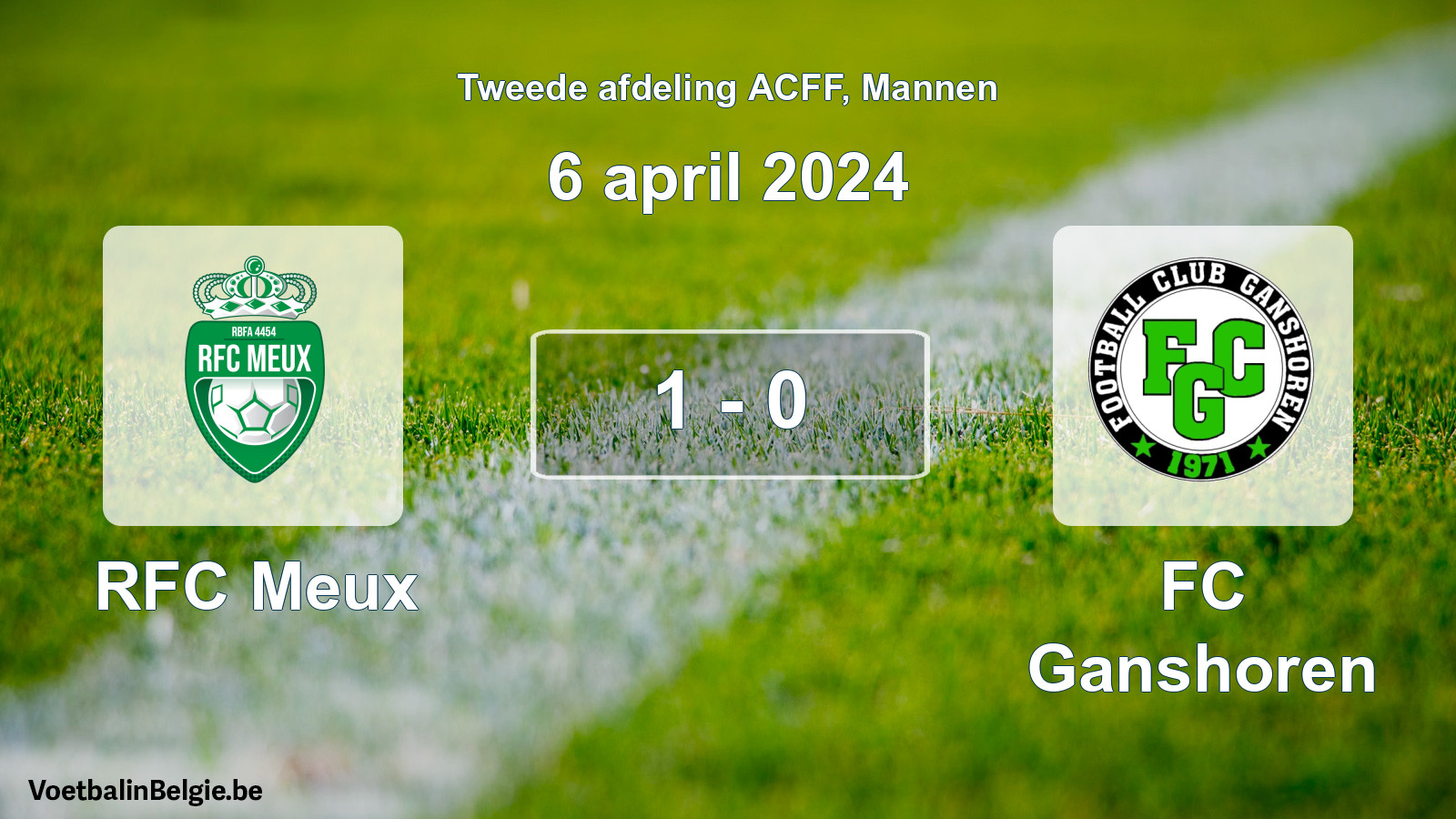 Gespeelde wedstrijd mannenvoetbal: RFC Meux - FC Ganshoren 1 - 0 (6 april 2024)