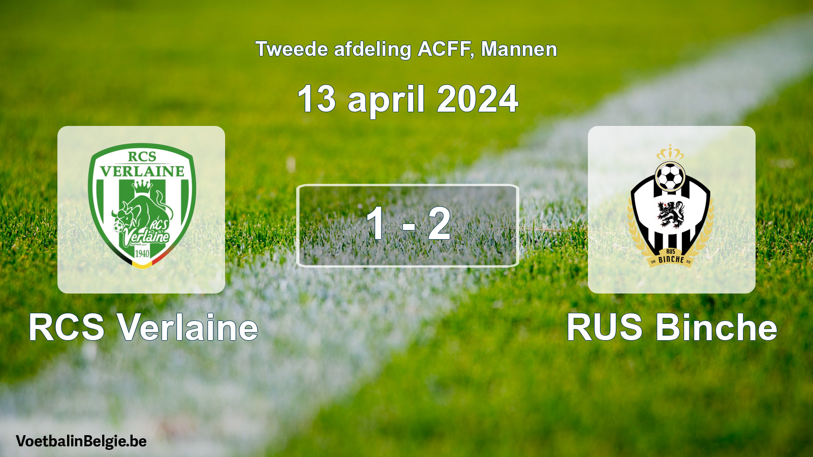 Gespeelde wedstrijd mannenvoetbal: RCS Verlaine - RUS Binche 1 - 2 (13 april 2024)