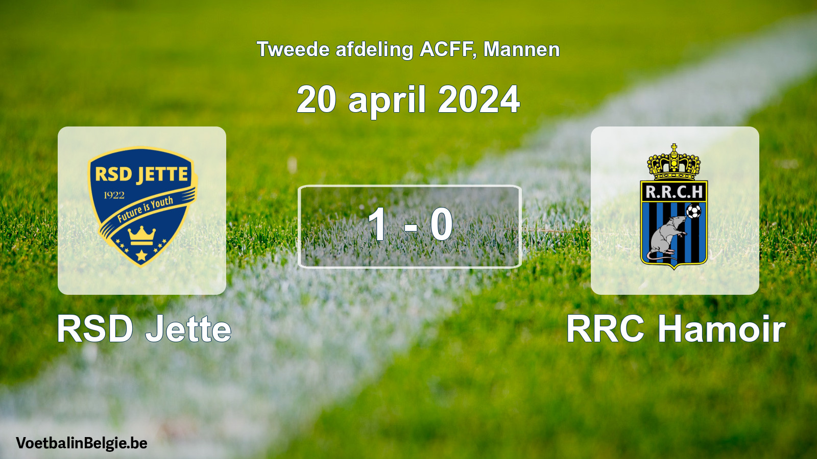 Gespeelde wedstrijd mannenvoetbal: RSD Jette - RRC Hamoir 1 - 0 (20 april 2024)