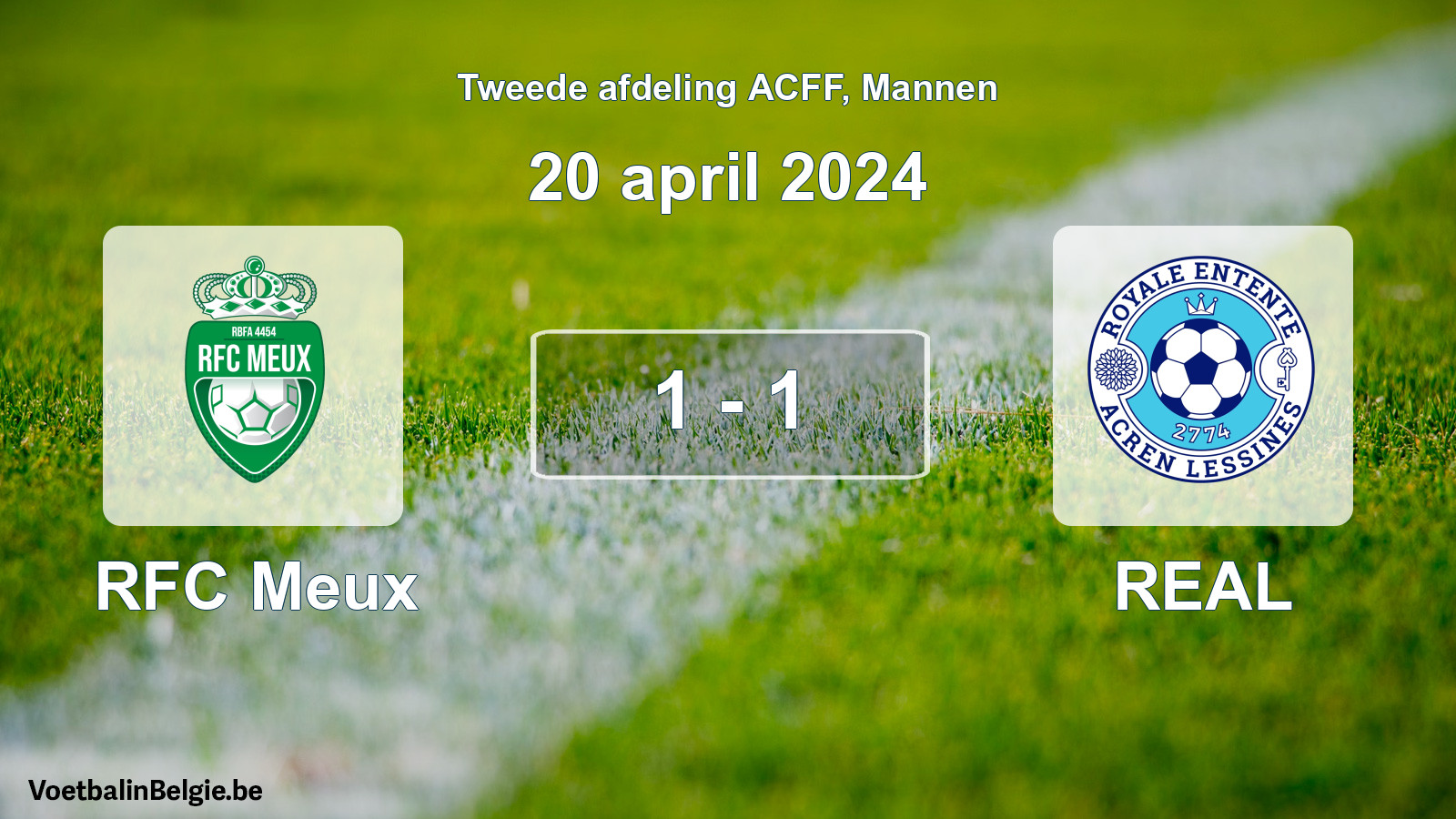 Gespeelde wedstrijd mannenvoetbal: RFC Meux - REAL 1 - 1 (20 april 2024)