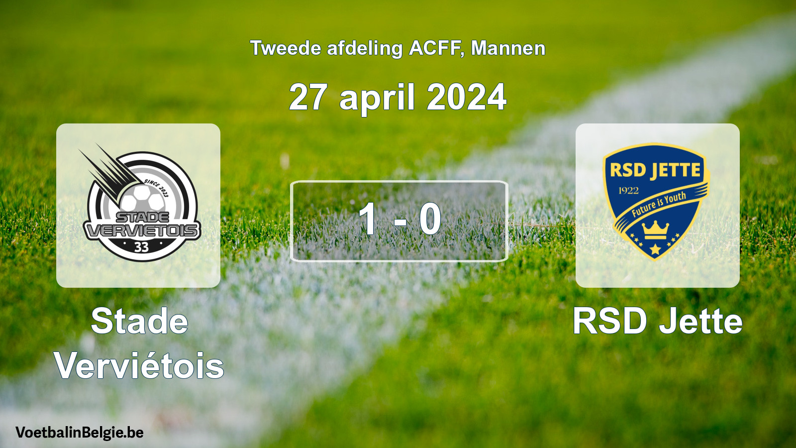 Gespeelde wedstrijd mannenvoetbal: Stade Verviétois - RSD Jette 1 - 0 (27 april 2024)