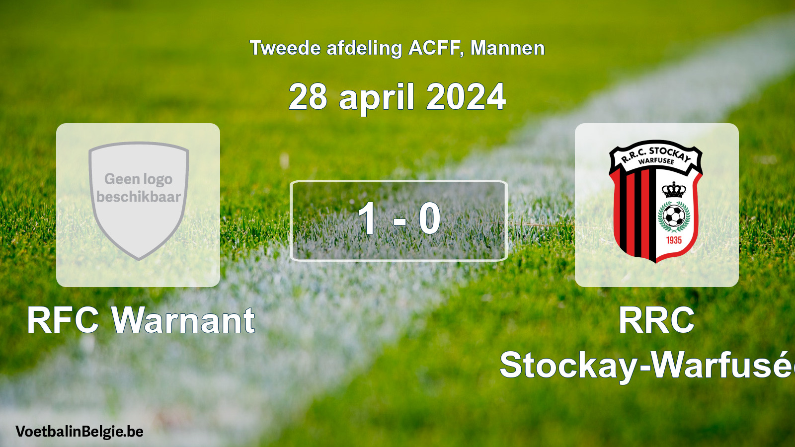 Gespeelde wedstrijd mannenvoetbal: RFC Warnant - RRC Stockay-Warfusée 1 - 0 (28 april 2024)