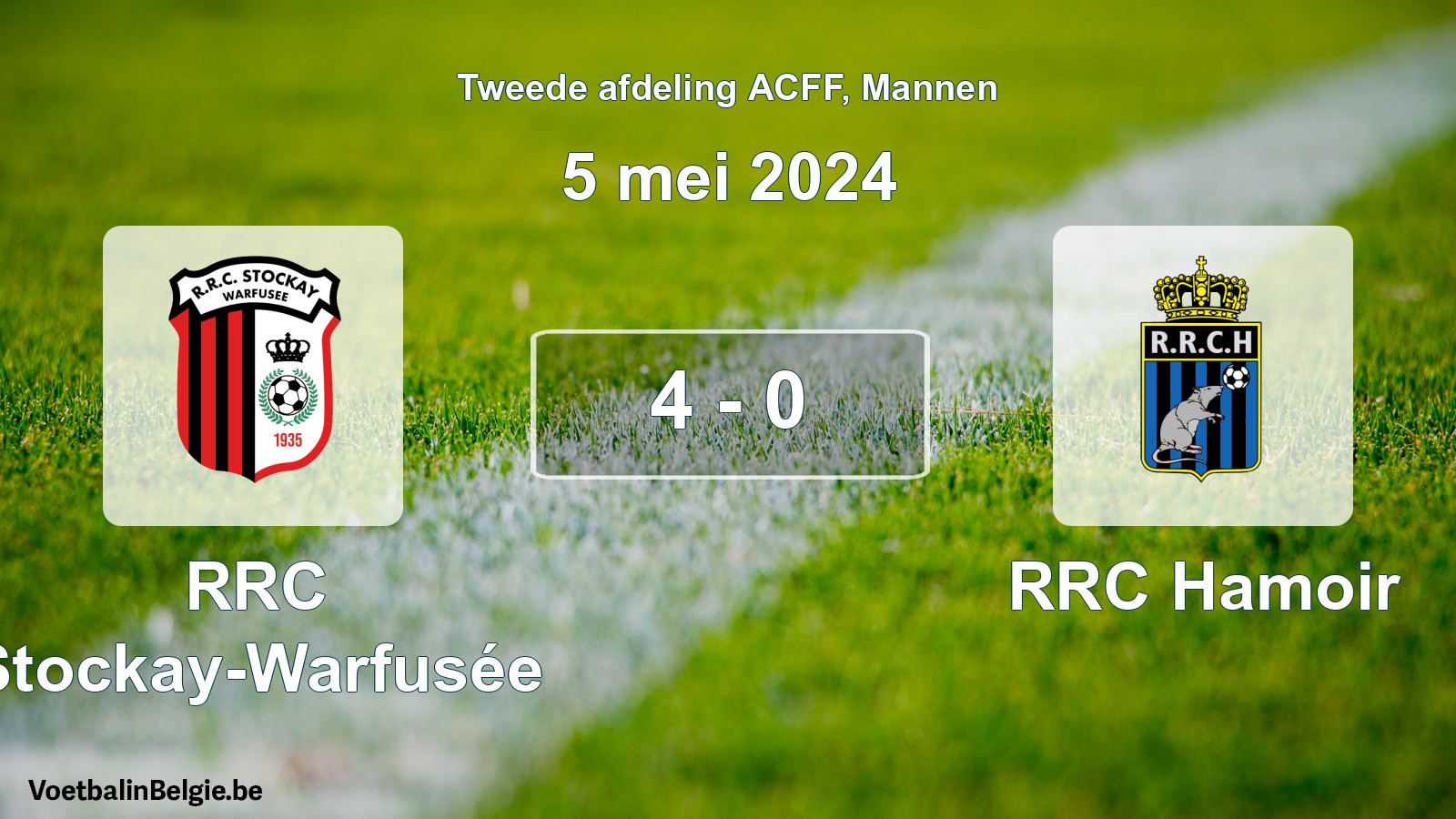 Gespeelde wedstrijd mannenvoetbal: RRC Stockay-Warfusée - RRC Hamoir 4 - 0 (5 mei 2024)
