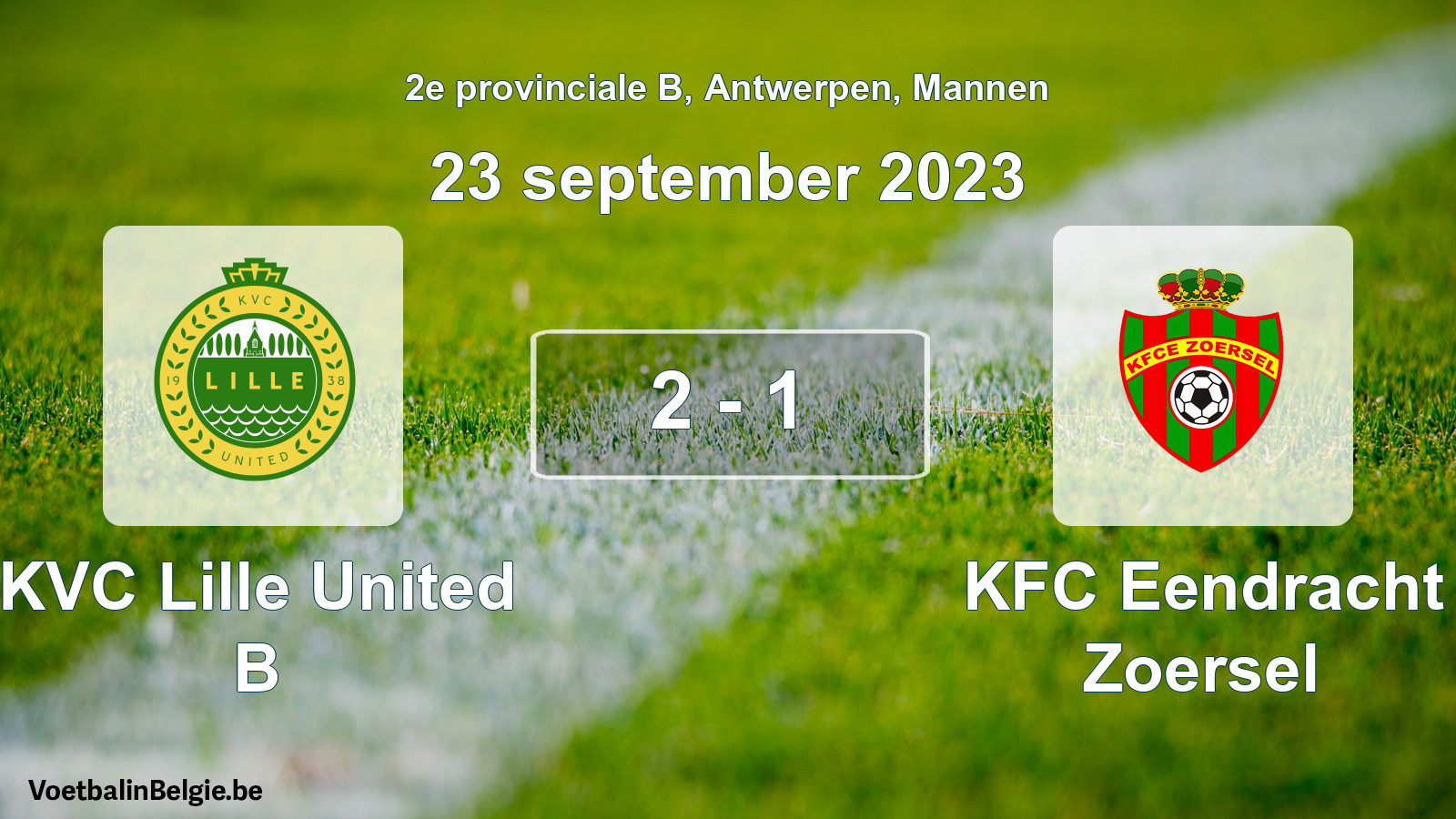 Gespeelde wedstrijd mannenvoetbal: KVC Lille United B - KFC Eendracht Zoersel 2 - 1 (23 september 2023)