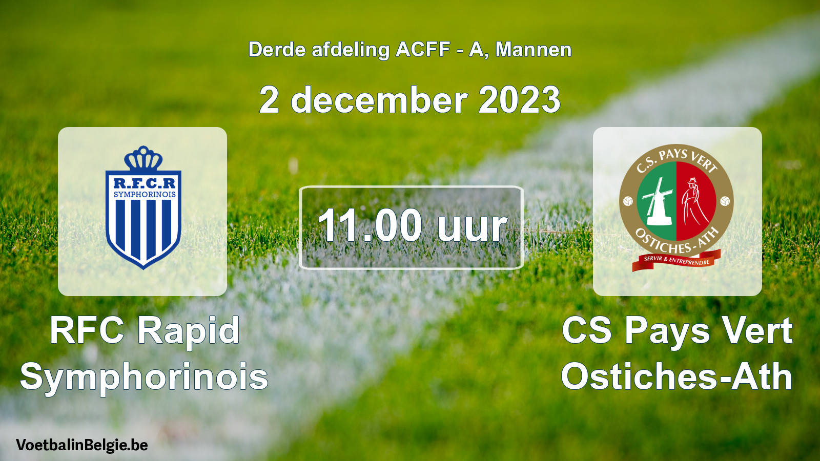 Geplande wedstrijd mannenvoetbal: RFC Rapid Symphorinois - CS Pays Vert Ostiches-Ath (2 december 2023)