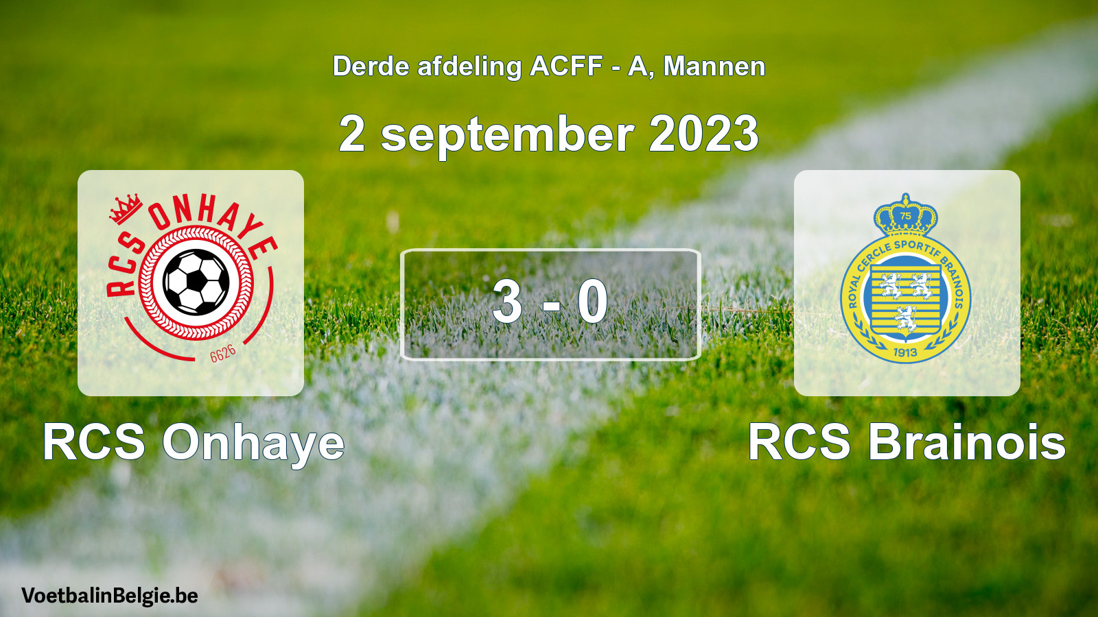 Gespeelde wedstrijd mannenvoetbal: RCS Onhaye - RCS Brainois 3 - 0 (2 september 2023)