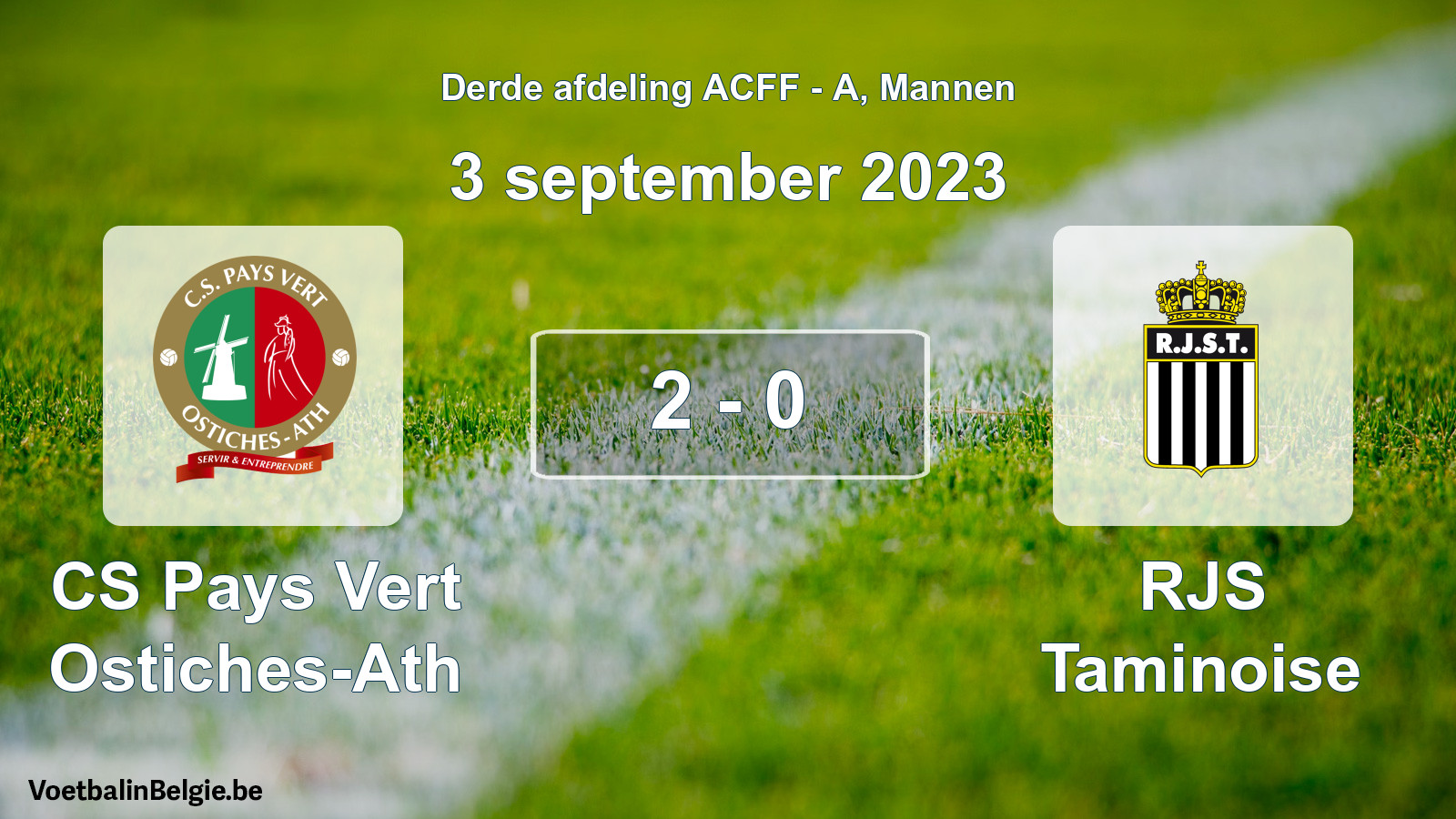 Gespeelde wedstrijd mannenvoetbal: CS Pays Vert Ostiches-Ath - RJS Taminoise 2 - 0 (3 september 2023)