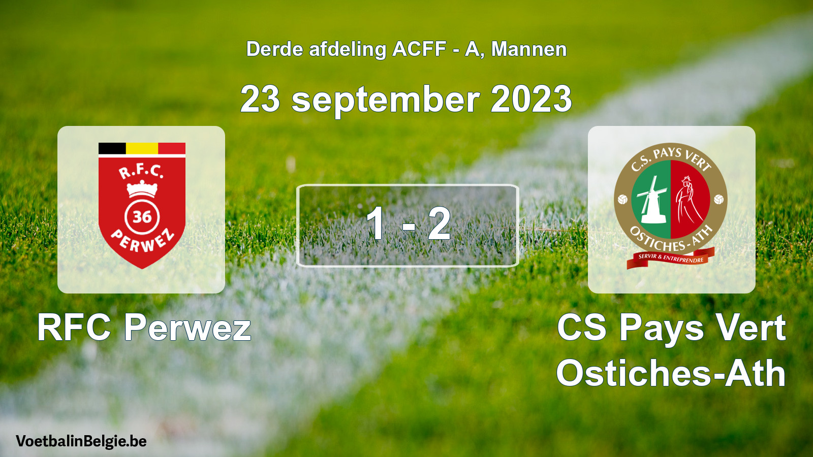 Gespeelde wedstrijd mannenvoetbal: RFC Perwez - CS Pays Vert Ostiches-Ath 1 - 2 (23 september 2023)