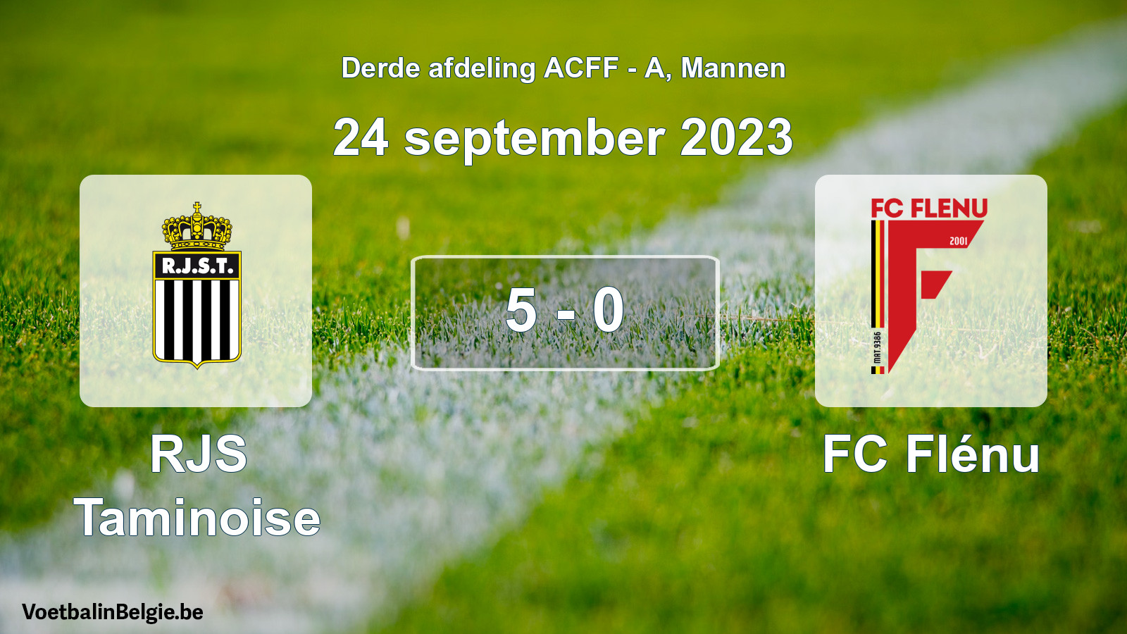 Gespeelde wedstrijd mannenvoetbal: RJS Taminoise - FC Flénu 5 - 0 (24 september 2023)