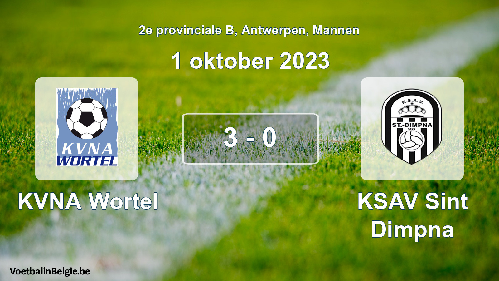 Gespeelde wedstrijd mannenvoetbal: KVNA Wortel - KSAV Sint Dimpna 3 - 0 (1 oktober 2023)