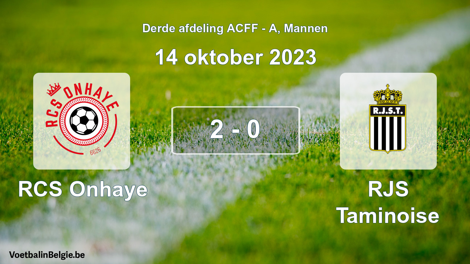 Gespeelde wedstrijd mannenvoetbal: RCS Onhaye - RJS Taminoise 2 - 0 (14 oktober 2023)
