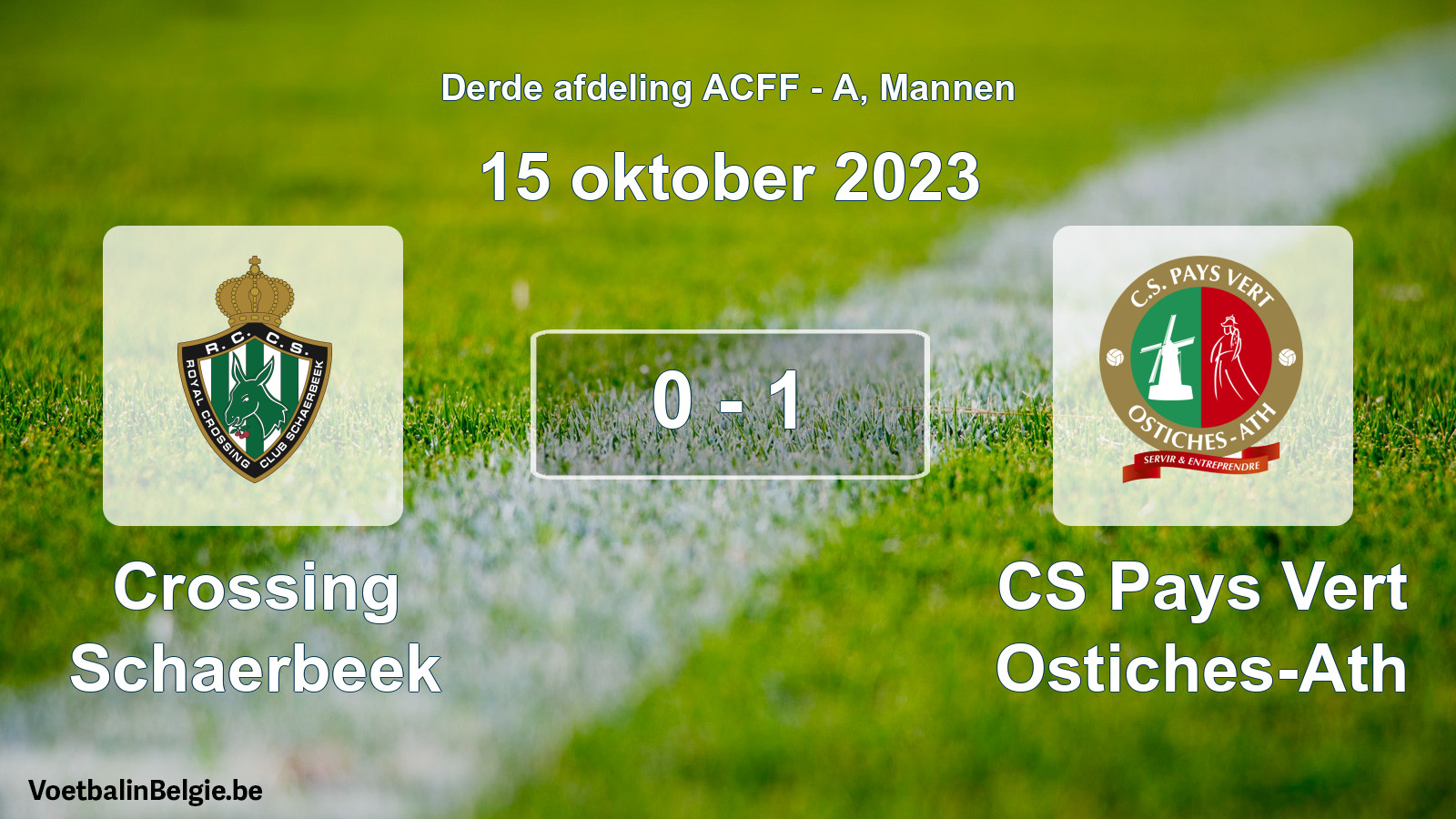 Gespeelde wedstrijd mannenvoetbal: Crossing Schaerbeek - CS Pays Vert Ostiches-Ath 0 - 1 (15 oktober 2023)