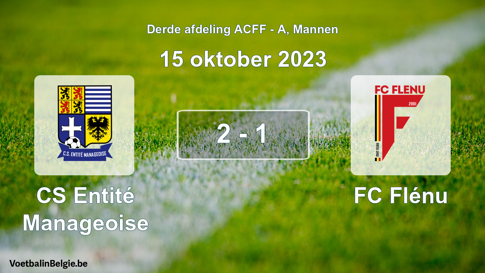 Gespeelde wedstrijd mannenvoetbal: CS Entité Manageoise - FC Flénu 2 - 1 (15 oktober 2023)