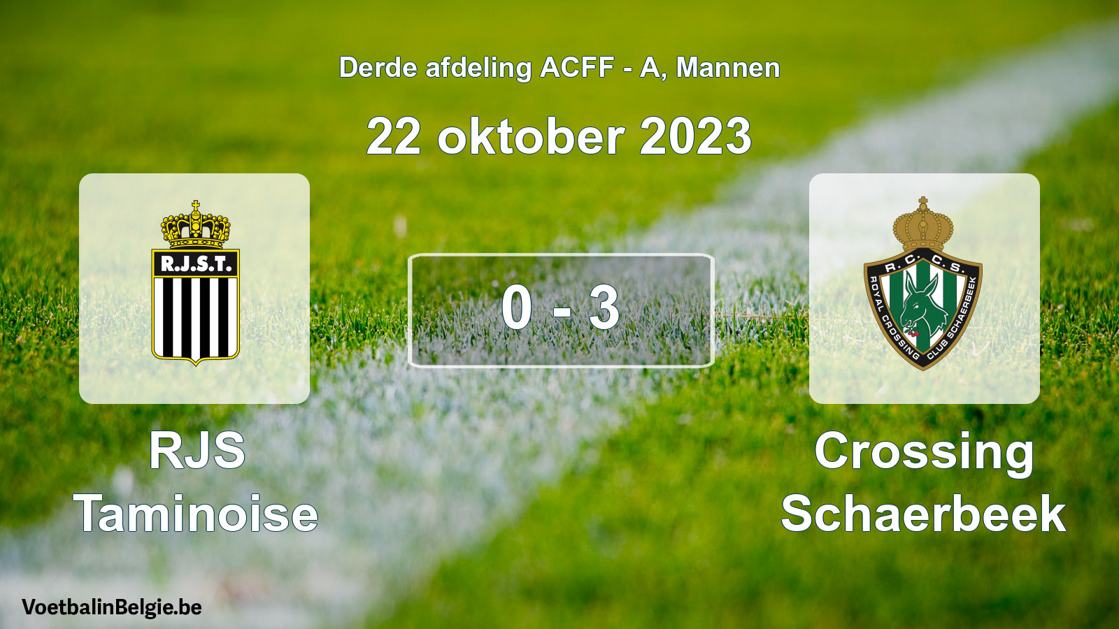 Gespeelde wedstrijd mannenvoetbal: RJS Taminoise - Crossing Schaerbeek 0 - 3 (22 oktober 2023)