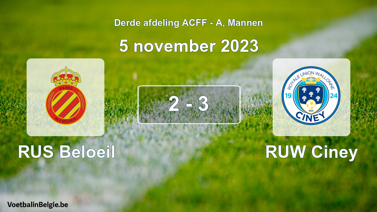 Gespeelde wedstrijd mannenvoetbal: RUS Beloeil - RUW Ciney 2 - 3 (5 november 2023)
