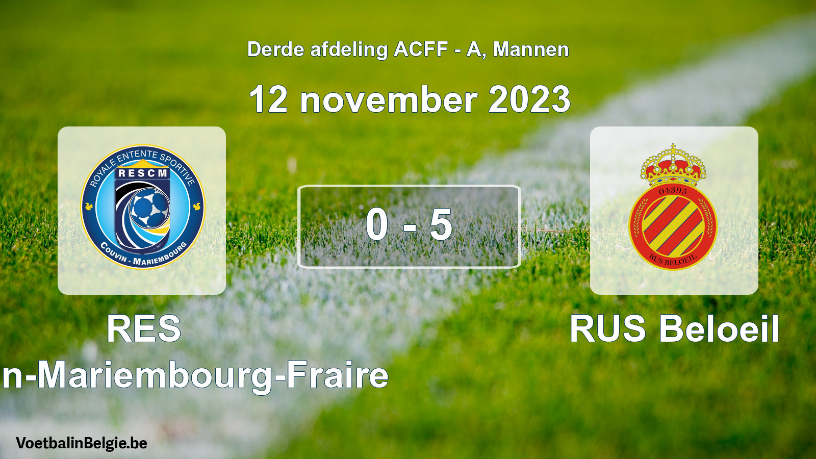 Gespeelde wedstrijd mannenvoetbal: RES Couvin-Mariembourg-Fraire - RUS Beloeil 0 - 5 (12 november 2023)