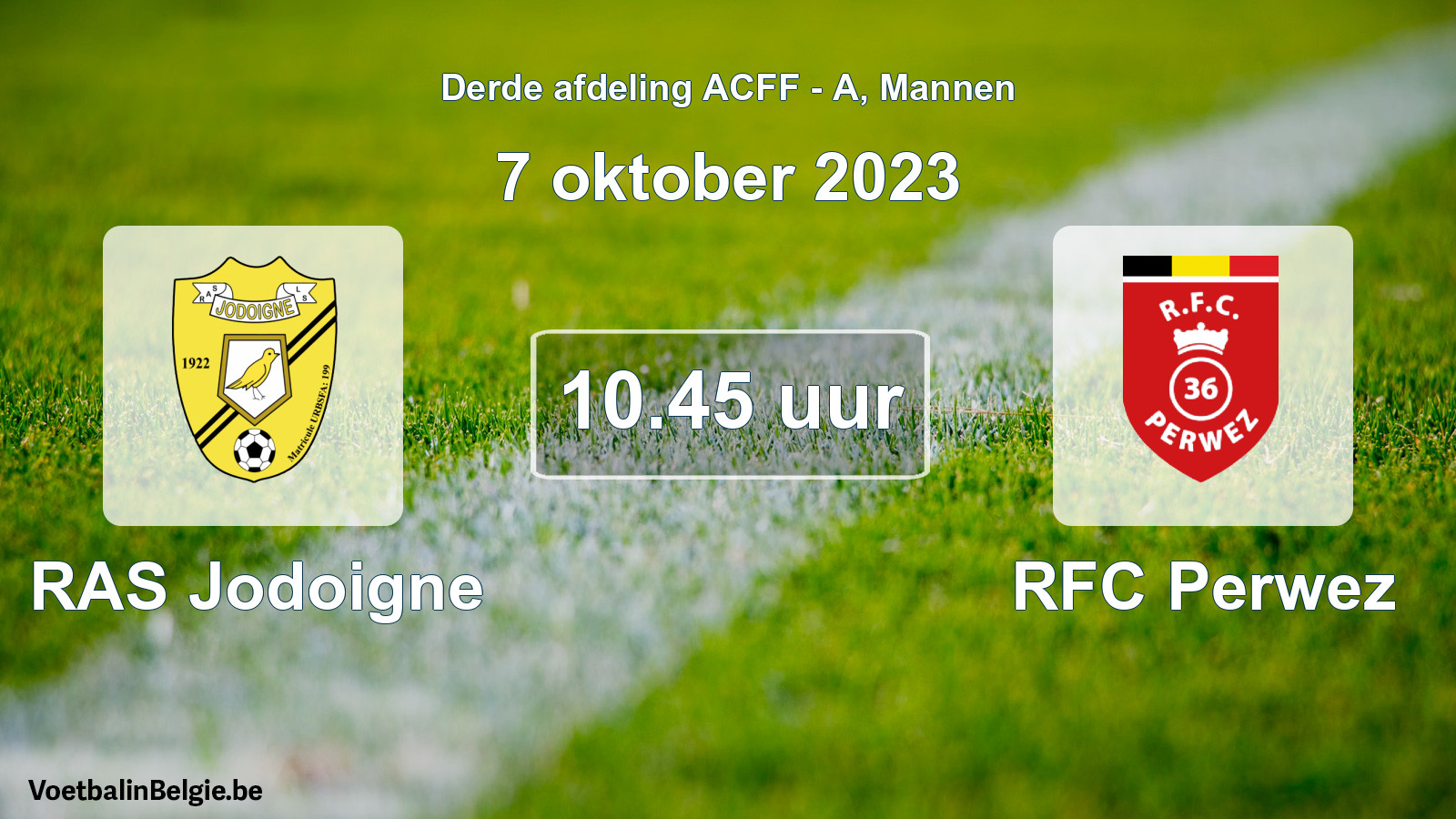Geplande wedstrijd mannenvoetbal: RAS Jodoigne - RFC Perwez (7 oktober 2023)