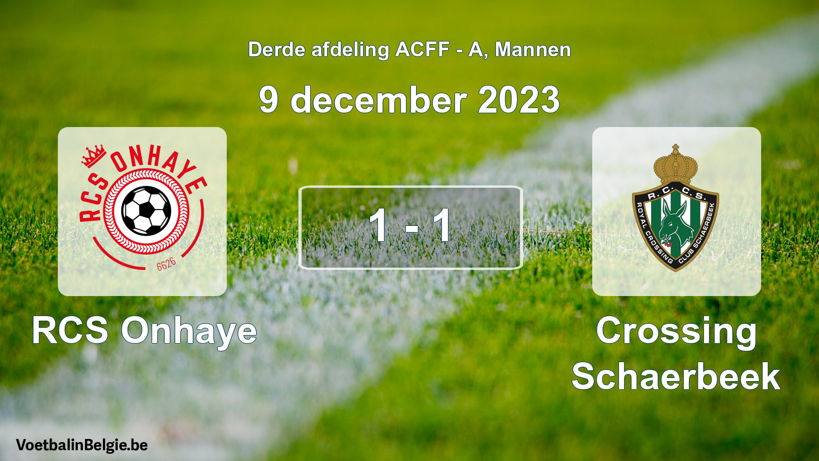 Gespeelde wedstrijd mannenvoetbal: RCS Onhaye - Crossing Schaerbeek 1 - 1 (9 december 2023)