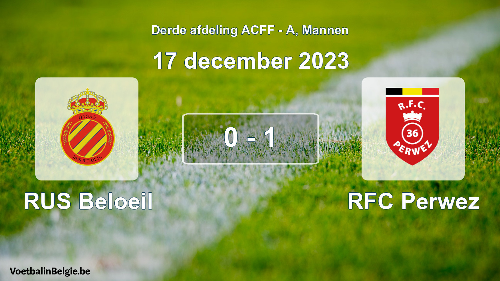 Gespeelde wedstrijd mannenvoetbal: RUS Beloeil - RFC Perwez 0 - 1 (17 december 2023)