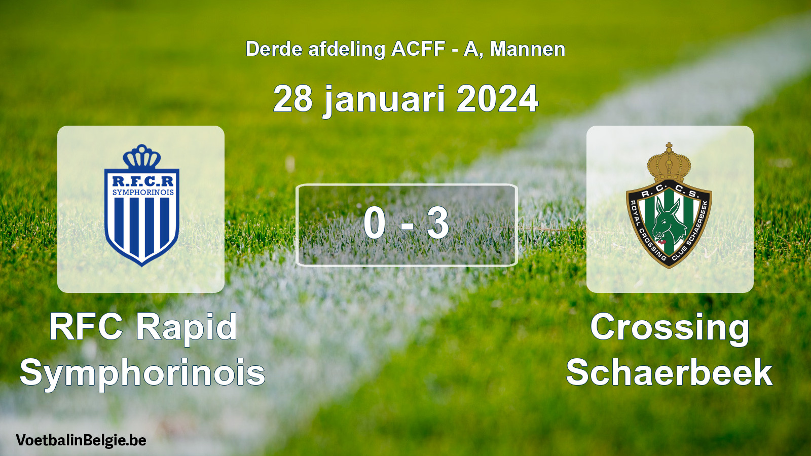 Gespeelde wedstrijd mannenvoetbal: RFC Rapid Symphorinois - Crossing Schaerbeek 0 - 3 (28 januari 2024)