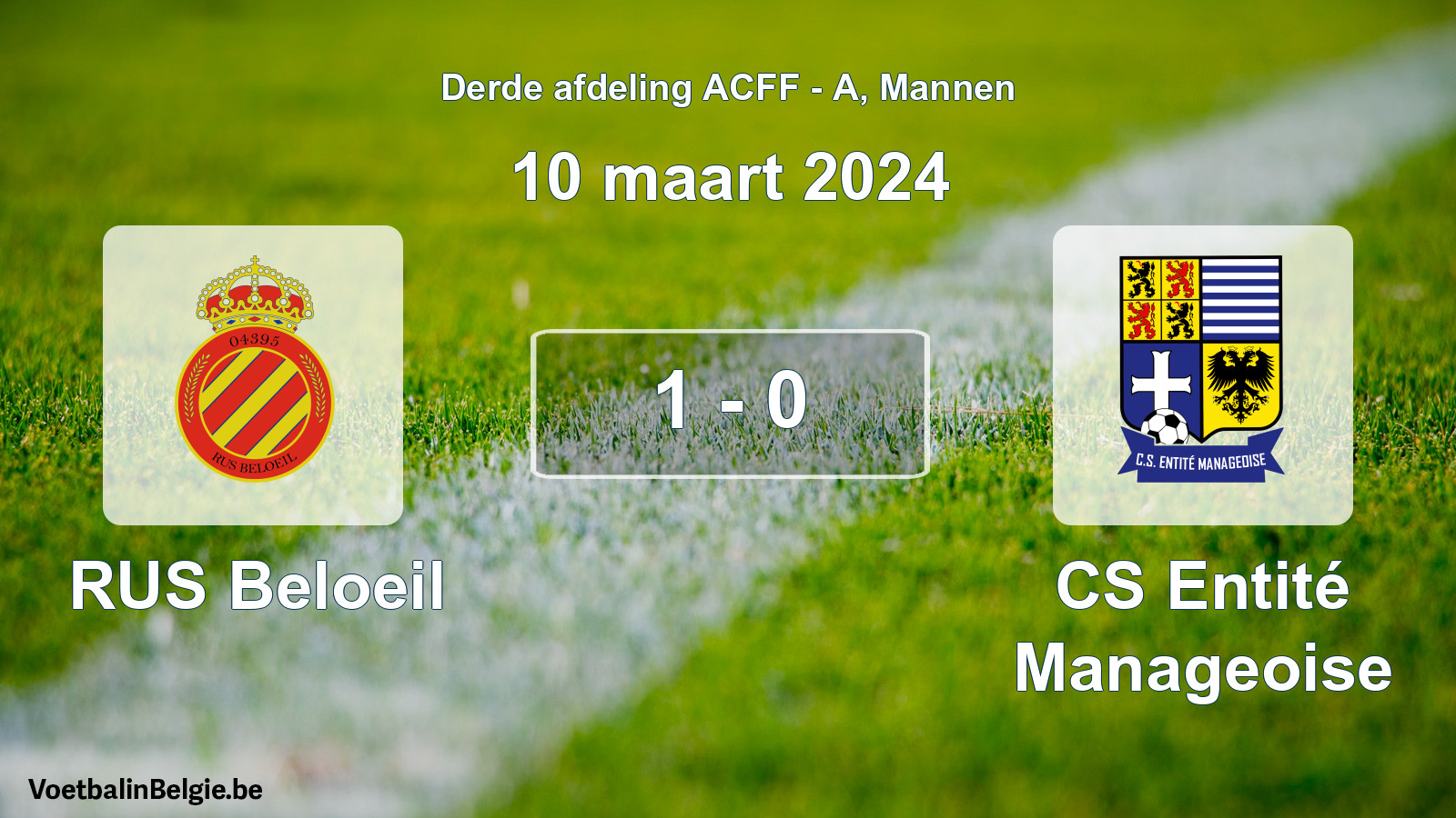 Gespeelde wedstrijd mannenvoetbal: RUS Beloeil - CS Entité Manageoise 1 - 0 (10 maart 2024)