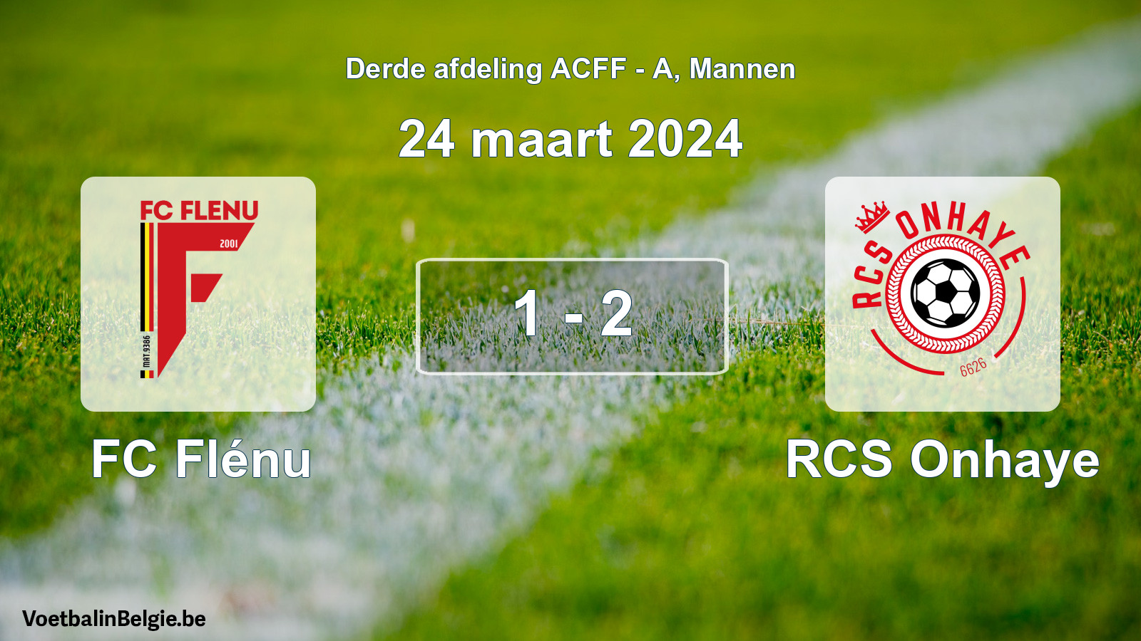 Gespeelde wedstrijd mannenvoetbal: FC Flénu - RCS Onhaye 1 - 2 (24 maart 2024)