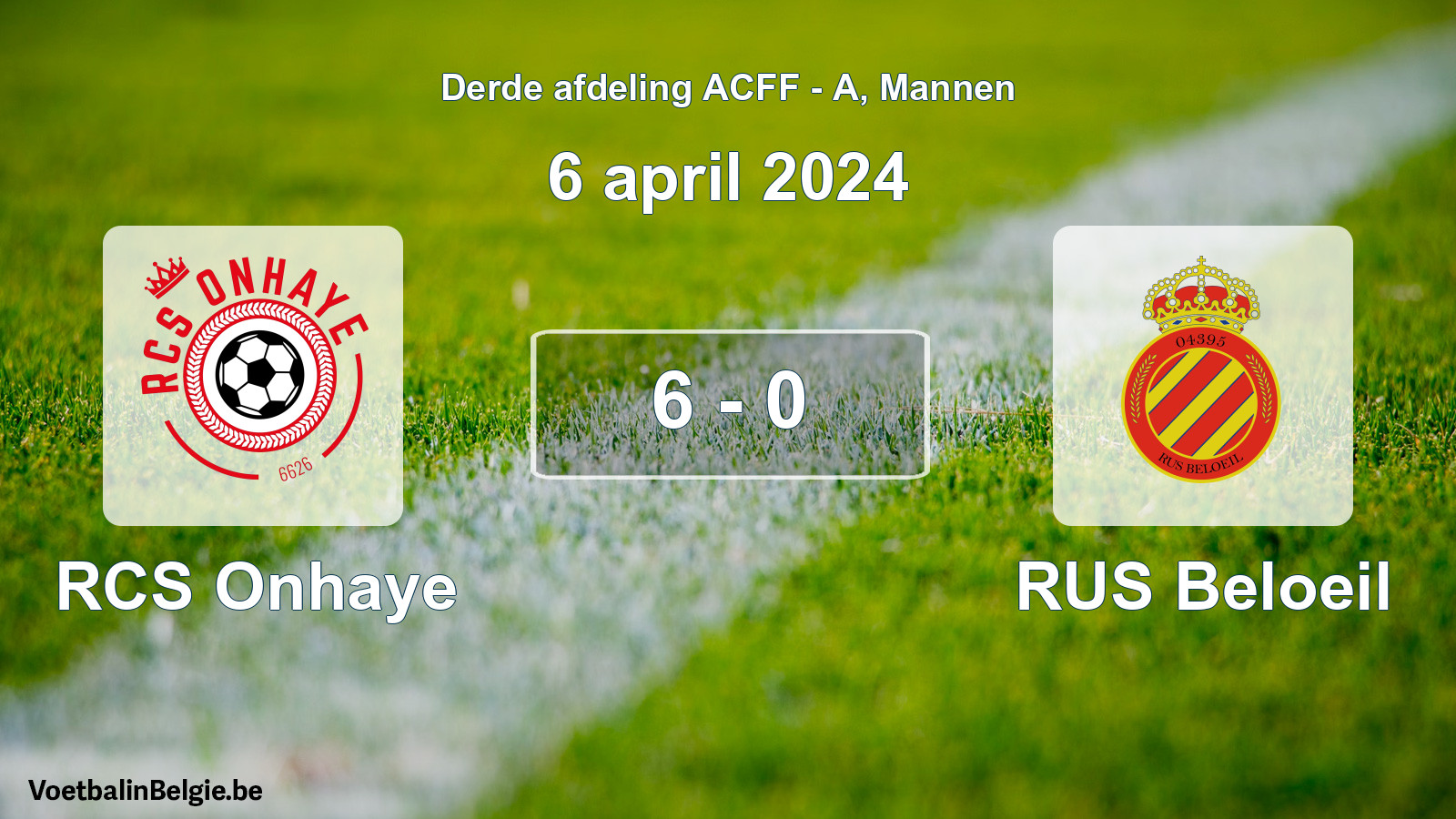 Gespeelde wedstrijd mannenvoetbal: RCS Onhaye - RUS Beloeil 6 - 0 (6 april 2024)