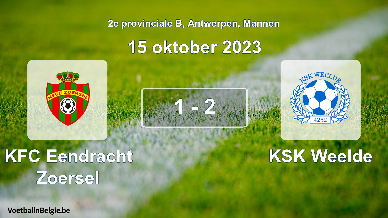 Gespeelde wedstrijd mannenvoetbal: KFC Eendracht Zoersel - KSK Weelde 1 - 2 (15 oktober 2023)