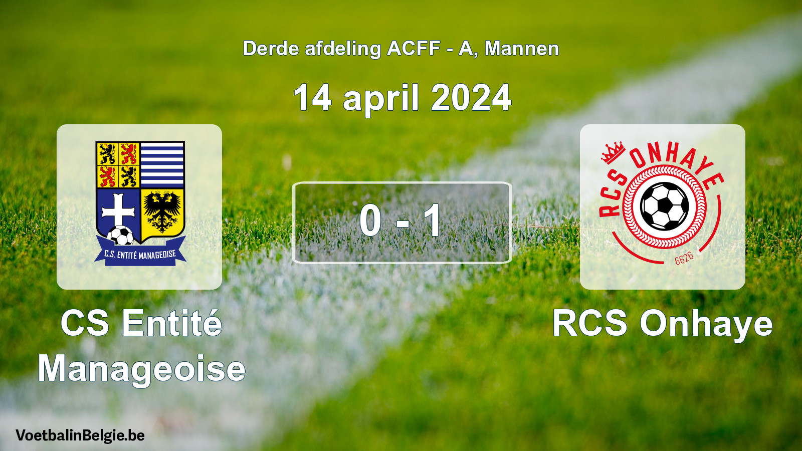 Gespeelde wedstrijd mannenvoetbal: CS Entité Manageoise - RCS Onhaye 0 - 1 (14 april 2024)